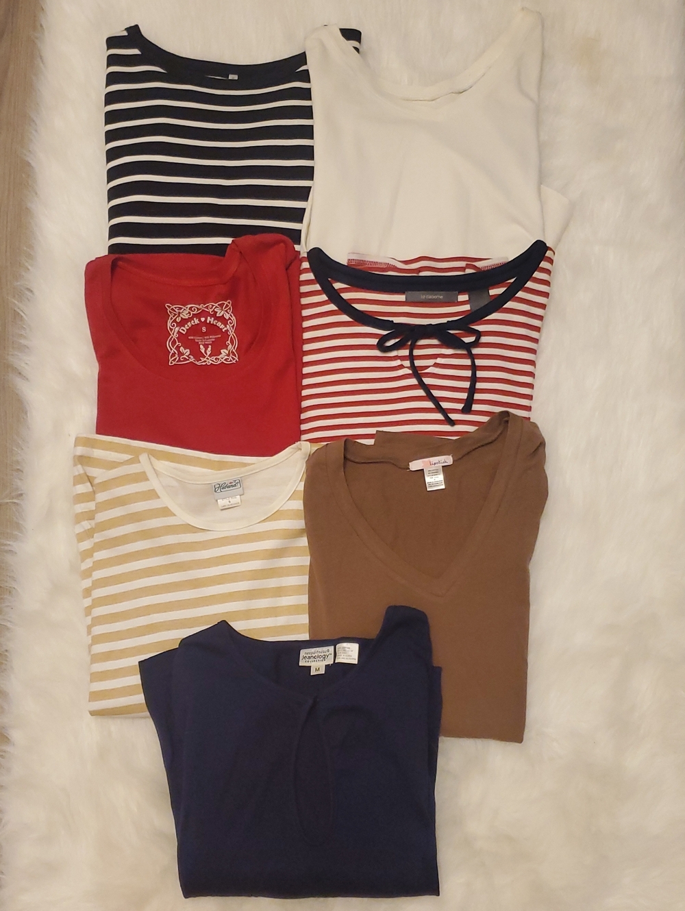 Bundle Of 7 Navy and White Stripe 3/4 Lenght Sleeve Top